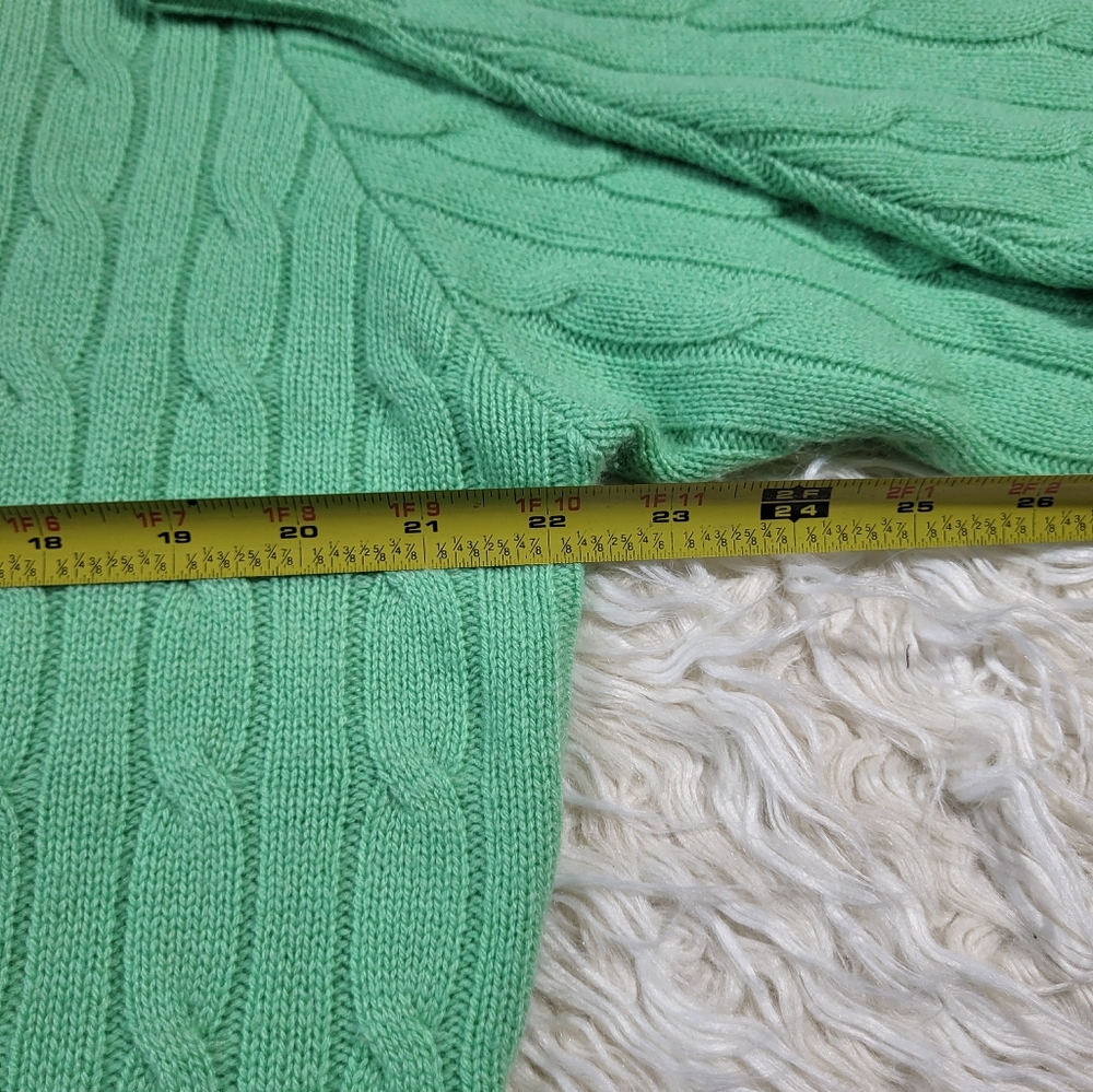 Peter Millar 100% Cashmere Green Cable Knit Sweater Size Large - Picture 7 of 14